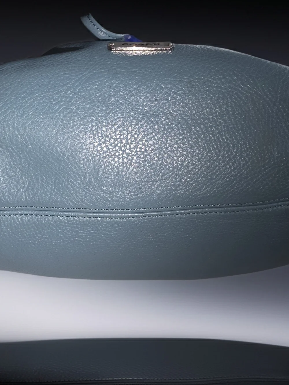 Coach Avery Pebbled Leather Bucket Bag in Teal Blue